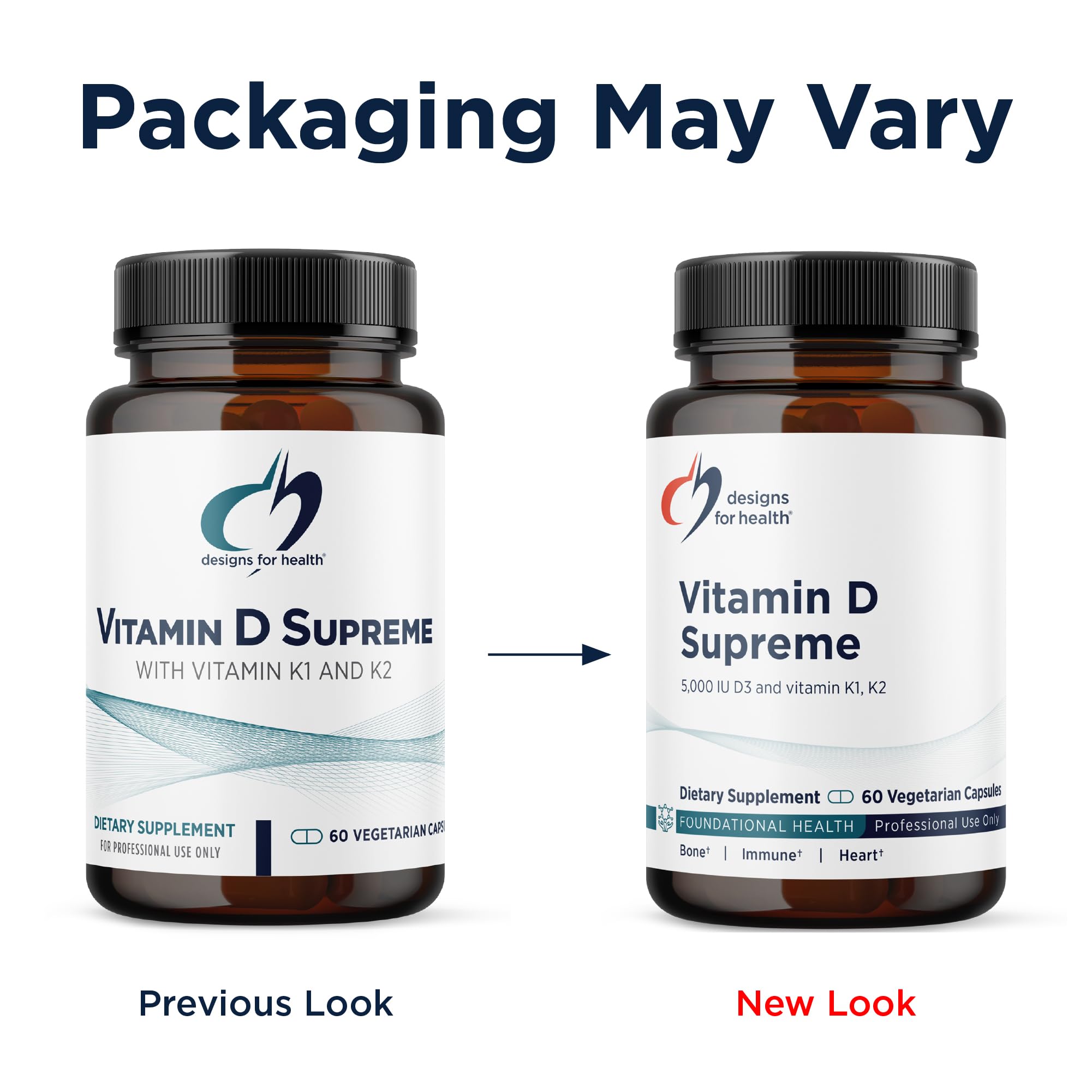Designs for Health Vitamin D Supreme - Vitamin D 5000 IU with 2000mcg Vitamin K as MK4 for Bone Health, Heart Health, Mood & Immune Support - Vitamin D3 Enhanced with GG Supplement (60 Capsules)