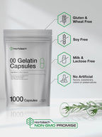 Empty Capsules Size 00 | 1000 Clear Gelatin Capsules | Resealable Bag | Non-GMO, Gluten Free | By Horbaach