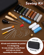 BAGERLA Heavy Duty Sewing Kit, Needle and Thread Kit with Upholstery Thread Needles Sewing Awl Seam Ripper for Car Seats Carpets Shoes Backpacks DIY Crafting