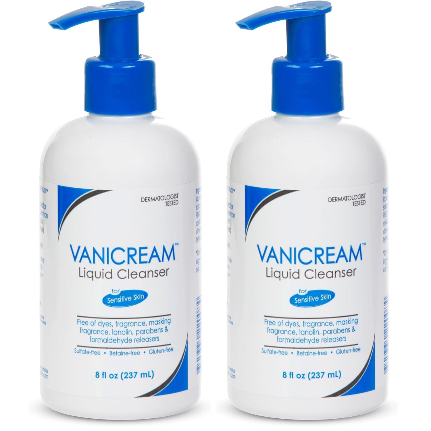 Vanicream Liquid Cleanser, 8 Fl Oz Pump, Formulated without Common Irritants for Sensitive Skin, Gentle & Non-Drying Body & Face Wash, Non-Comedogenic, Removes Dirt & Excess Oils, pH Balanced