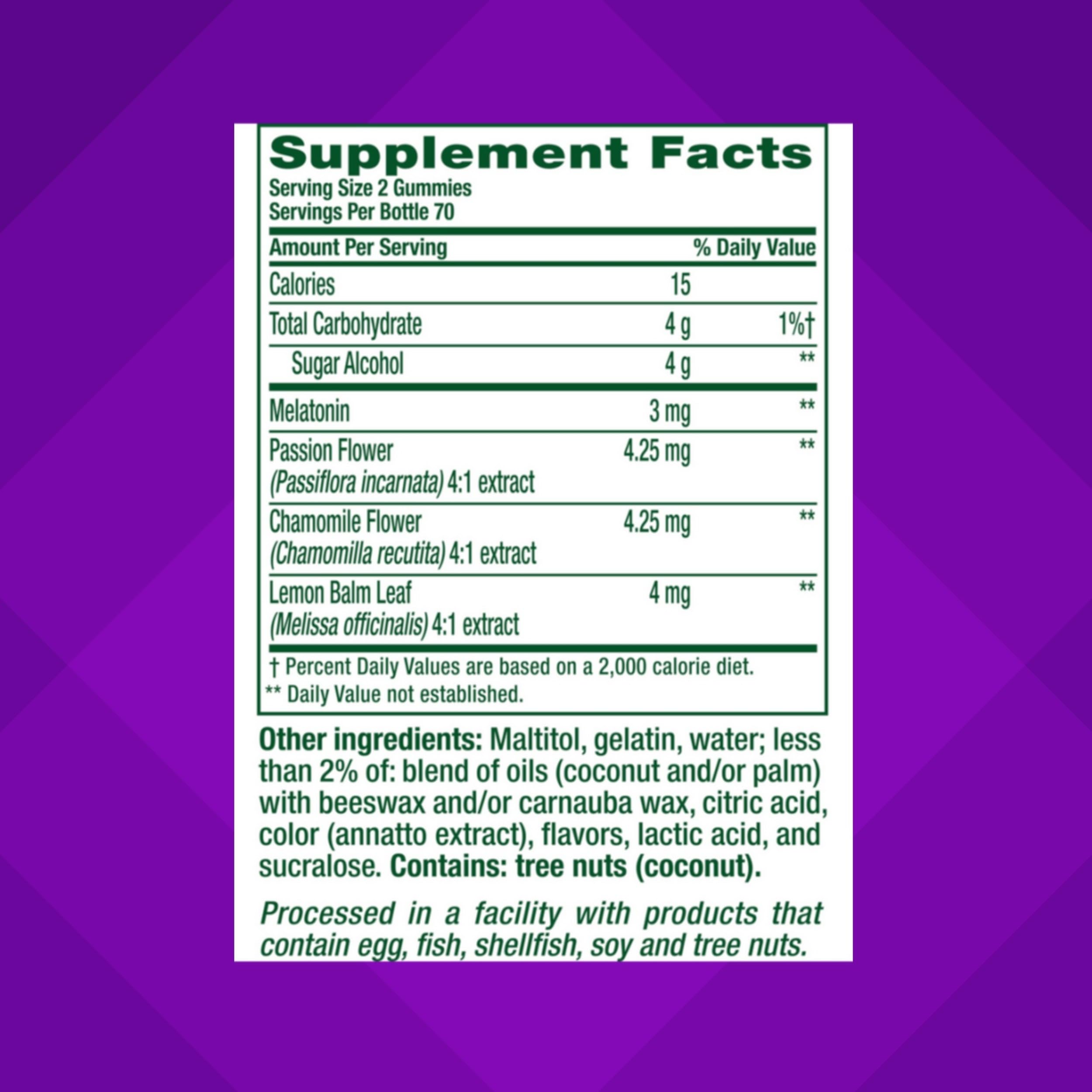 Vitafusion Melatonin Gummy Vitamins, 140 Count (Pack of 1) | Peach and White Tea Flavors | Gluten and Dairy Free Supplement