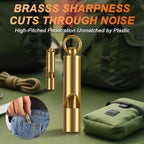 Brass Emergency Whistles 2 Pack with Tangle-Free Lanyard - Pealess Safety Whistle Survival Loud Blast for Kayak Life Vest, Boating, Camping Hiking, Hunting, Adults