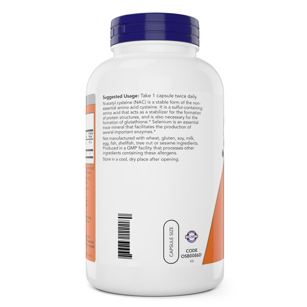 Buy now Now NAC 600 mg, 400 Capsules, N-Acetyl Cysteine with Selenium at indiglob india