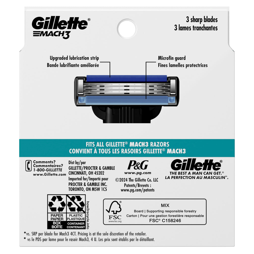 Gillette Mach3 Razor Refills for Men, 10 Razor Blade Refills