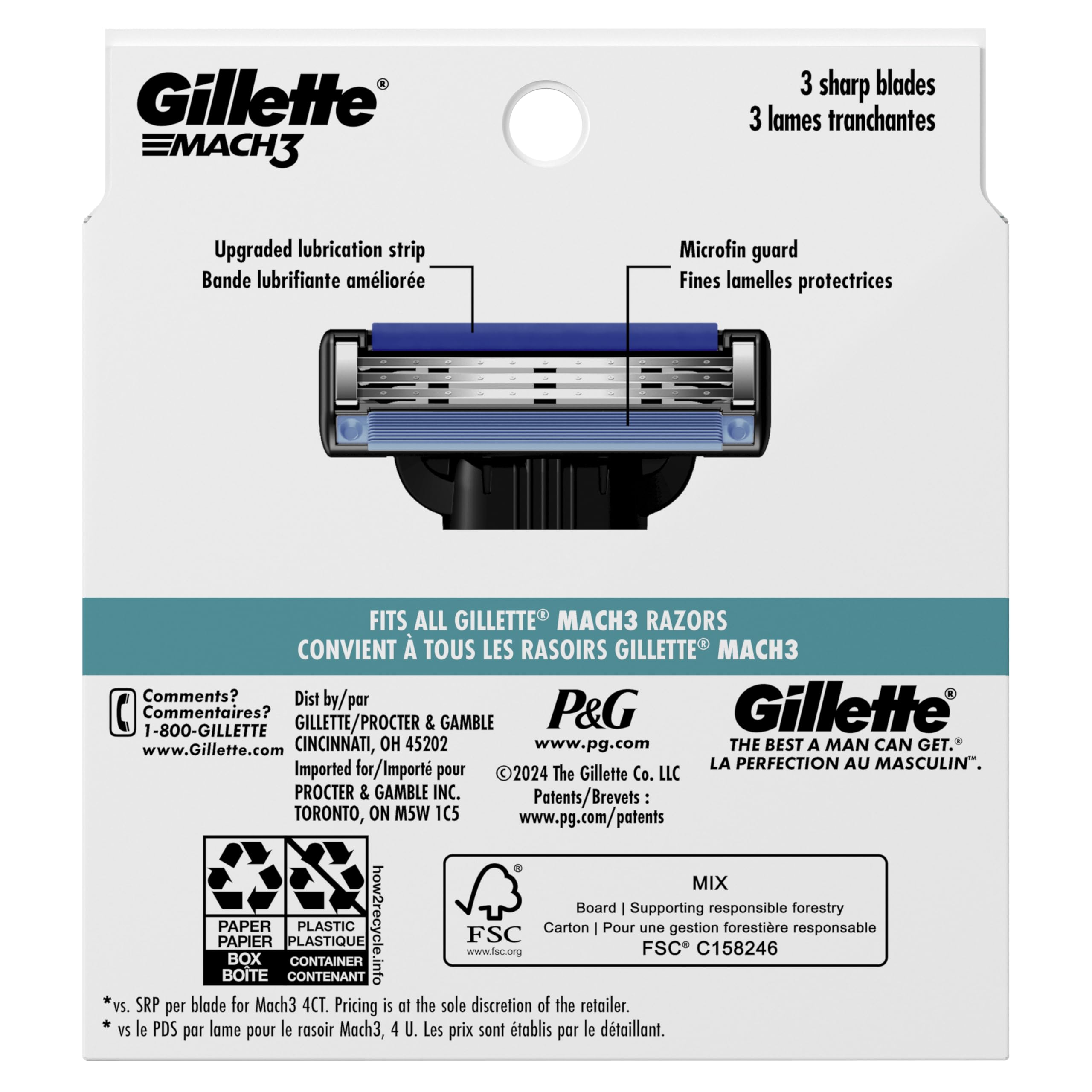 Gillette Mach3 Razor Refills for Men, 10 Razor Blade Refills