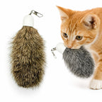 2 Pack Natural Rabbit Fur Cat Toy Refills – Silent Interactive Cat Toys for Indoor Cats, Handmade Replacement Heads with Secure Connector for Cat Wand Toys