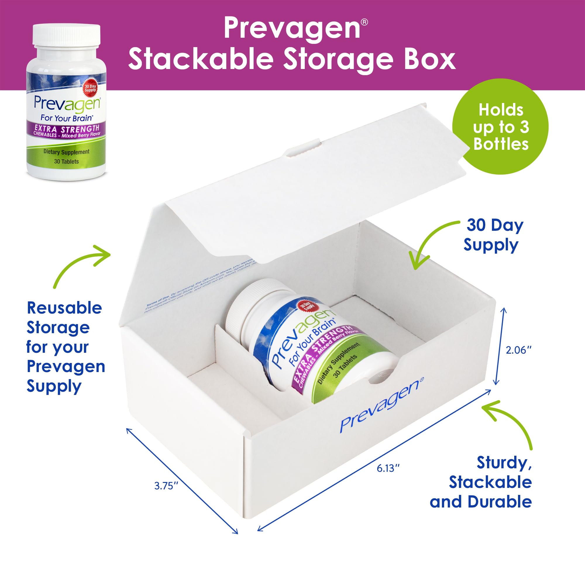 Prevagen Extra Strength Mixed Berry Chewables with Storage Box, 1-Pack | For Your Brain, 1 Month Supply, 20mg Apoaequorin, 50mcg Vitamin D3, 30 Tablets per Bottle