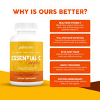 Paleovalley Essential C Complex, Whole Food Vitamin C Supplement, Organic Acerola Cherry, Camu Camu, Amla Berry, No Synthetic Ascorbic Acid, Immune Support Capsules, 450mg- Made in the USA