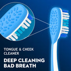 Adult Hard bristled Manual Toothbrush with Excellent Cleaning Effect, Equipped with Tongue Coating Brush and Wavy bristles for More Effective Cleaning of Teeth（6pack）