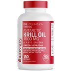 Bronson Antarctic Krill Oil 1000 mg with Omega-3s, 180 Softgels | Heavy Metal Tested, with EPA, DHA, Astaxanthin and Phospholipids, Non-GMO, Gluten Free, Soy Free