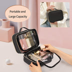 Buy now OCHEAL Makeup Bag, Double Layer Cosmetic Bag, Large Capacity New Look Clear Cosmetic Case for Women Travel Beauty Essentials, Multiple Compartments Makeup Case Organizer Zipper Pouch -Black at indiglob india