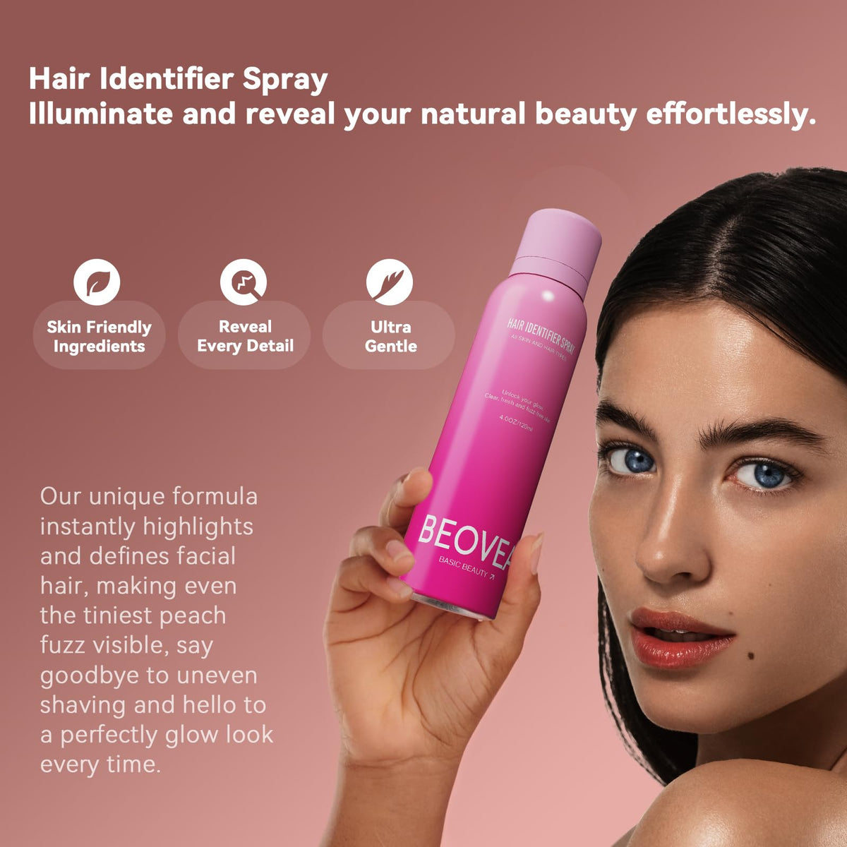 Hair Identifier Spray for Face Shaving - Gentle Facial Shaving Dermaplane Spray for Smooth, Glowing Skin, hair identifier spray for face dermaplaning Suitable for All Skin Types, Includes 6 Razors