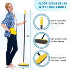 Deck Brush with Long Handle, 50'' Floor Scrub Broom for Shower, Patio