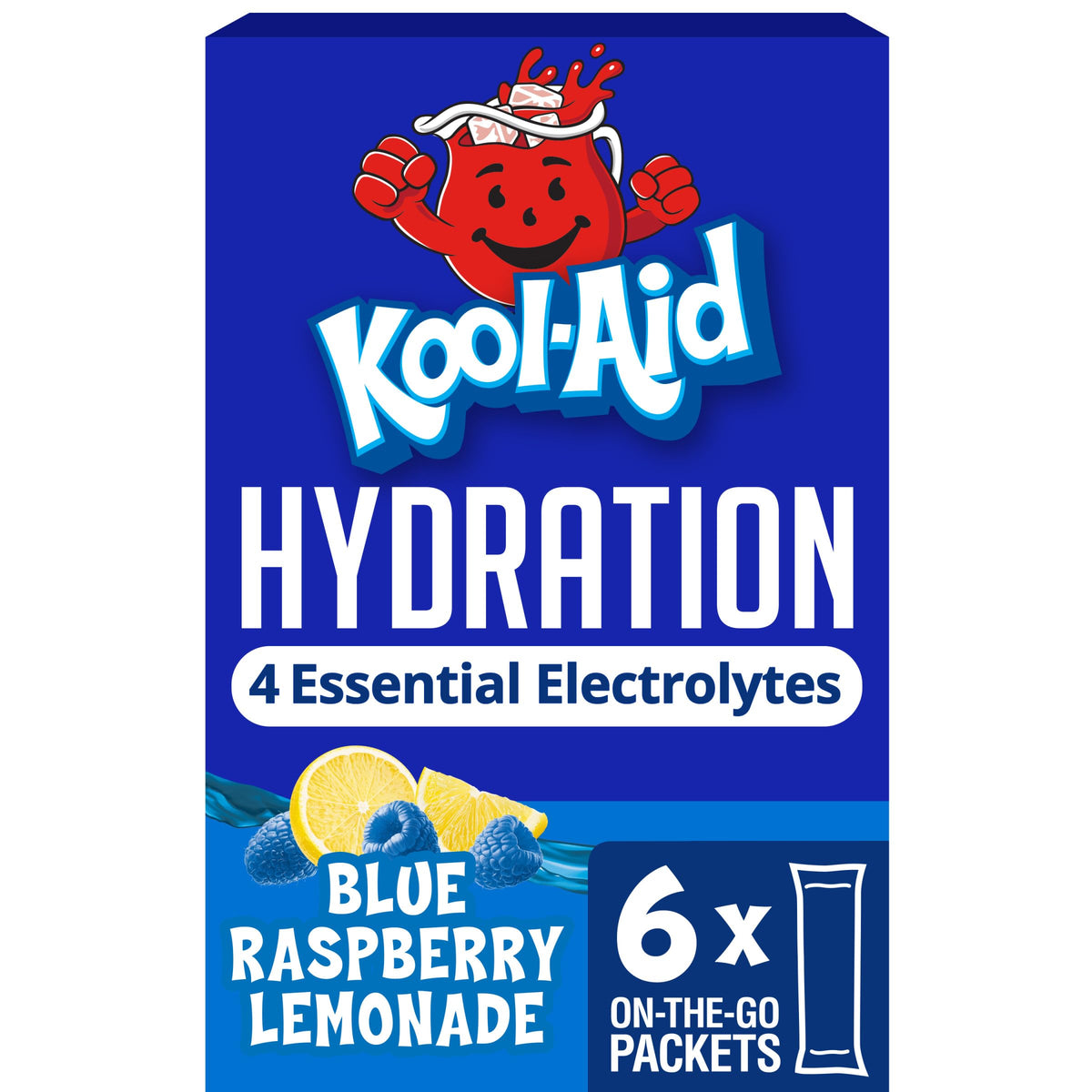 Kool-Aid Hydration Drink Mix, 6 Packets, Blue Raspberry Lemonade, 1.32 oz