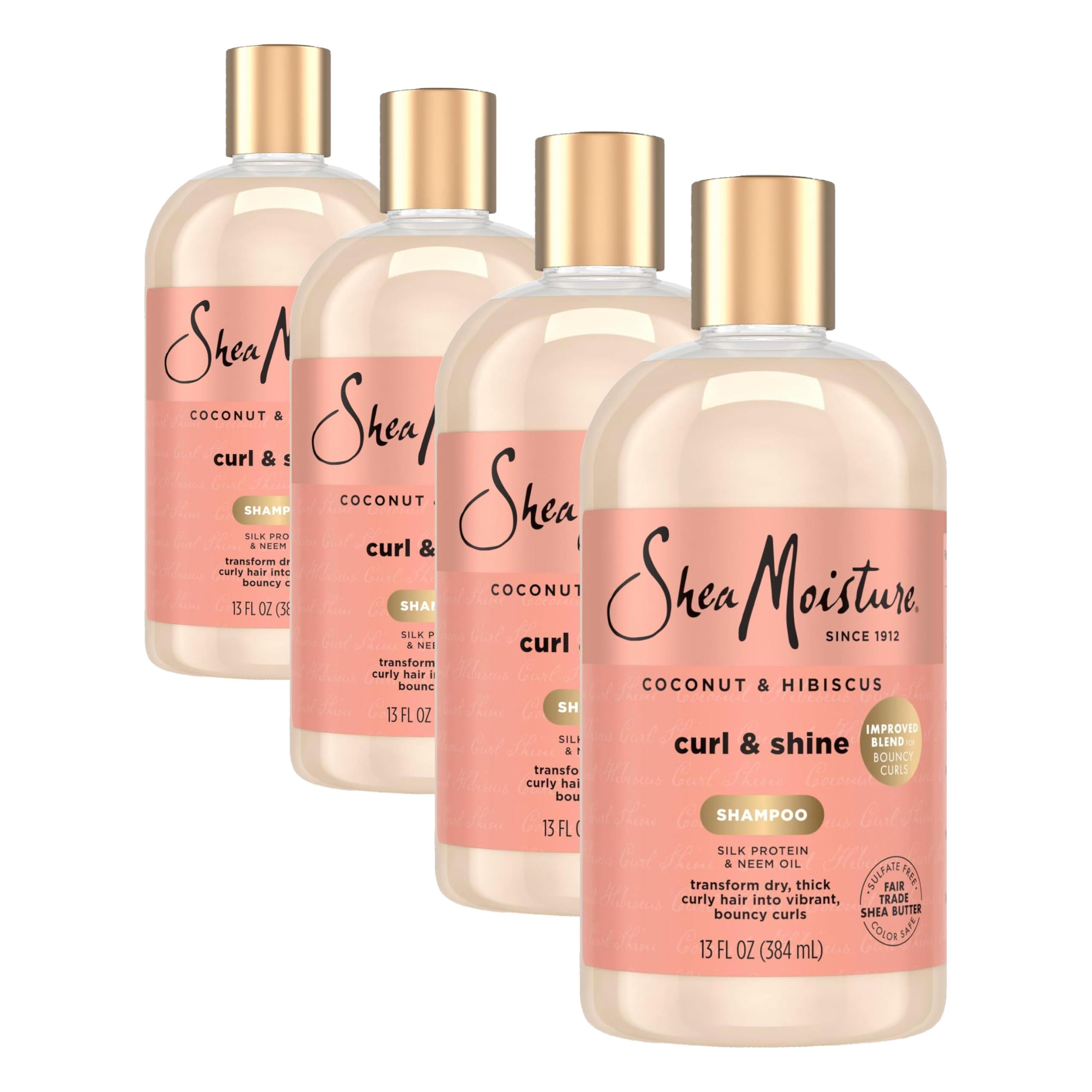 Shea Moisture Coconut & Hibiscus Shampoo for Curly Hair Hydrating 24oz | For curly hair - instantly hydrates, defines, and boosts shine with Coconut Oil, Neem Oil, and Silk Protein.