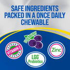 Culturelle Kids Daily Immune Defense Probiotic Chewables, Ages 3+, 30 Count | From the #1 Pediatrician-Recommended Brand±, Digestive Gut Health, 4-in-1 Immune Support*, Zinc, Vitamins C & D, Elderberry