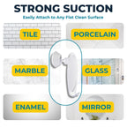 HONEYBULL Fogless Shower Mirror for Shaving with Suction Mount, White | Shatterproof Acrylic Bathroom Accessory With 360 Swivel & Built-in Razor Hook, Clear Reflection in Steam & No-Drill Setup