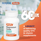 Rugby Magnesium Oxide 400 mg Tablets - Dietary Supplement - Gluten-Free - 120 Count (3 Pack)