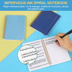 Utron 3 PCS Small Spiral Notebook 5x7, Notebooks for Note Taking, Blue Color Scheme Spiral Journal Notebook, Work Notebook Small Notebooks 5x7 with Strap, Cute Notebooks for Women 70 Sheets/Note Books