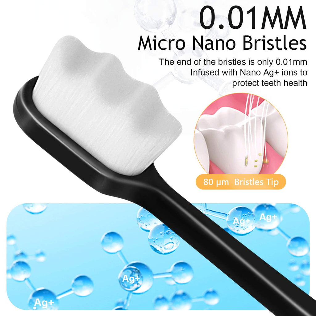 Buy now Adult Extra Soft Toothbrush with 20000 Soft Bristles, (Pack of 6) Micro Nano Manual Toothbrushes for Protect Sensitive Gums, Black/White at indiglob india