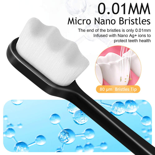 Buy now Adult Extra Soft Toothbrush with 20000 Soft Bristles, (Pack of 6) Micro Nano Manual Toothbrushes for Protect Sensitive Gums, Black/White at indiglob india