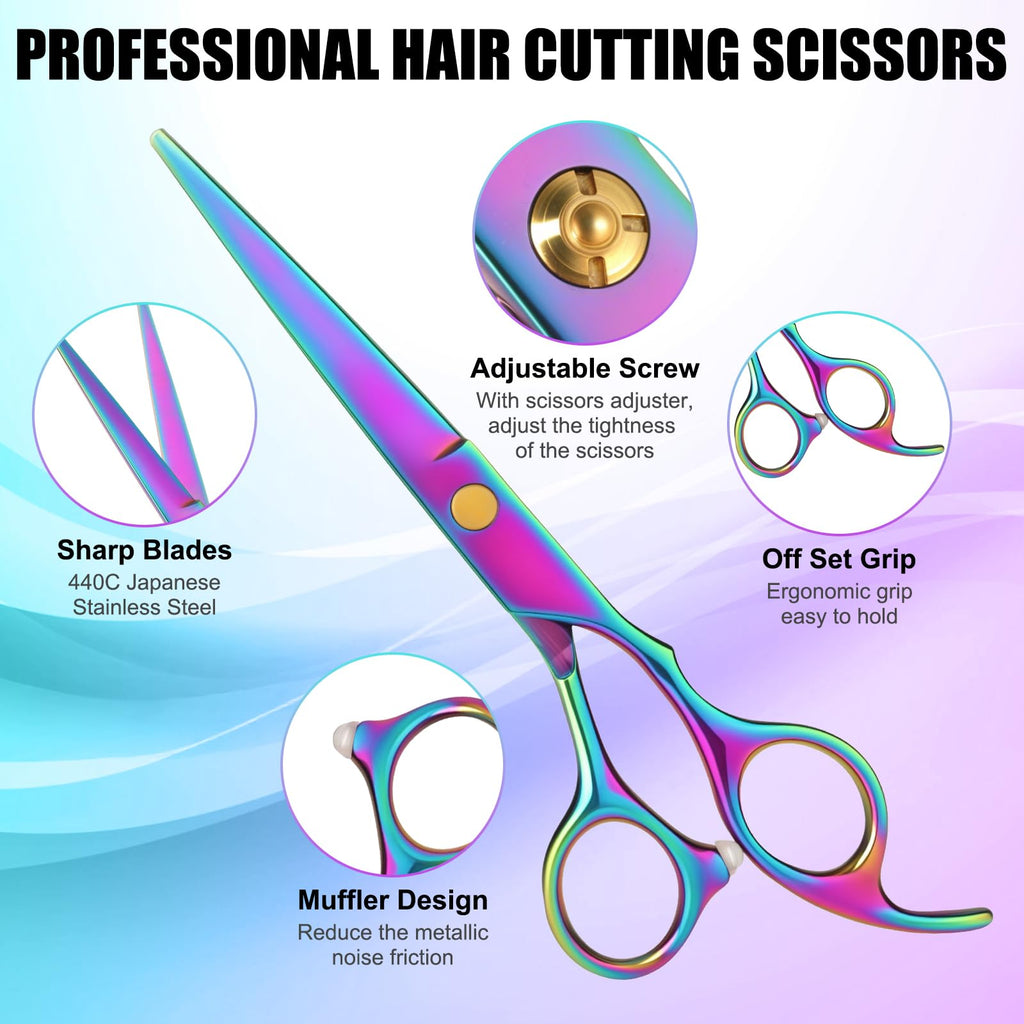 Hair Cutting Scissors Set, 440C Steel Cutting and Thinning Shears