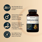 NatureBell Testosterone for Men, 240 Capsules | 20-in-1 Mens Health Complex with D-Aspartic Acid, Horny Goat Weed, Tribulus, Tongkat Ali, Saw Palmetto, Ashwagandha, L-Citrulline, & Creatine*