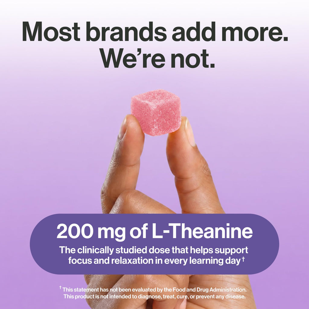 kindnature L-Theanine 200mg Gummies for Kids 4+ & Adults – Pure Single-Ingredient Calm & Focus Chewables – Clinical Dose, Non-Drowsy Relaxation – Vegan, Mixed Berry – 60 Ct
