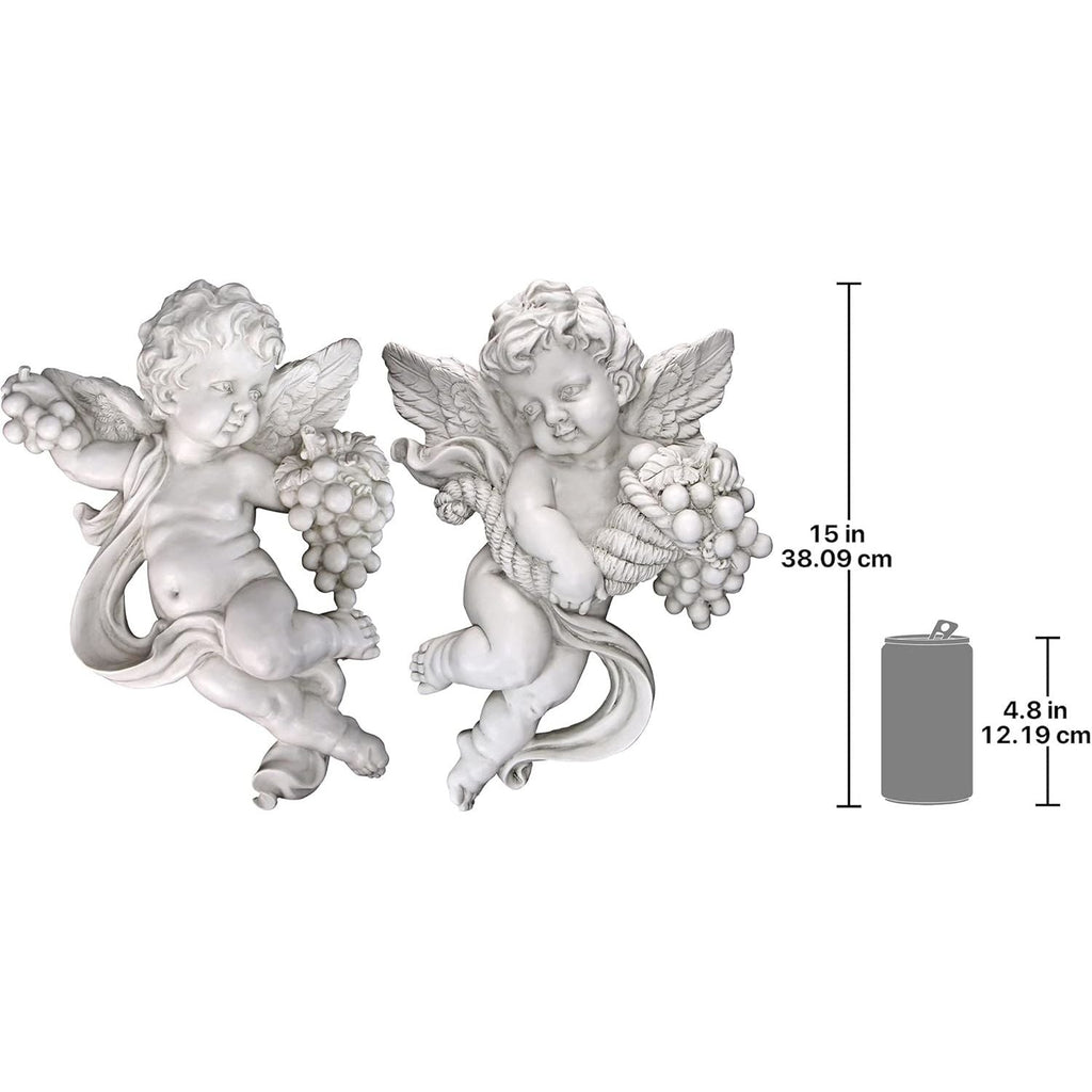 Buy now Design Toscano Cherub Harvest Wall Sculptures, Set of 2, Full Color, 10.50" x 4.50" at indiglob india