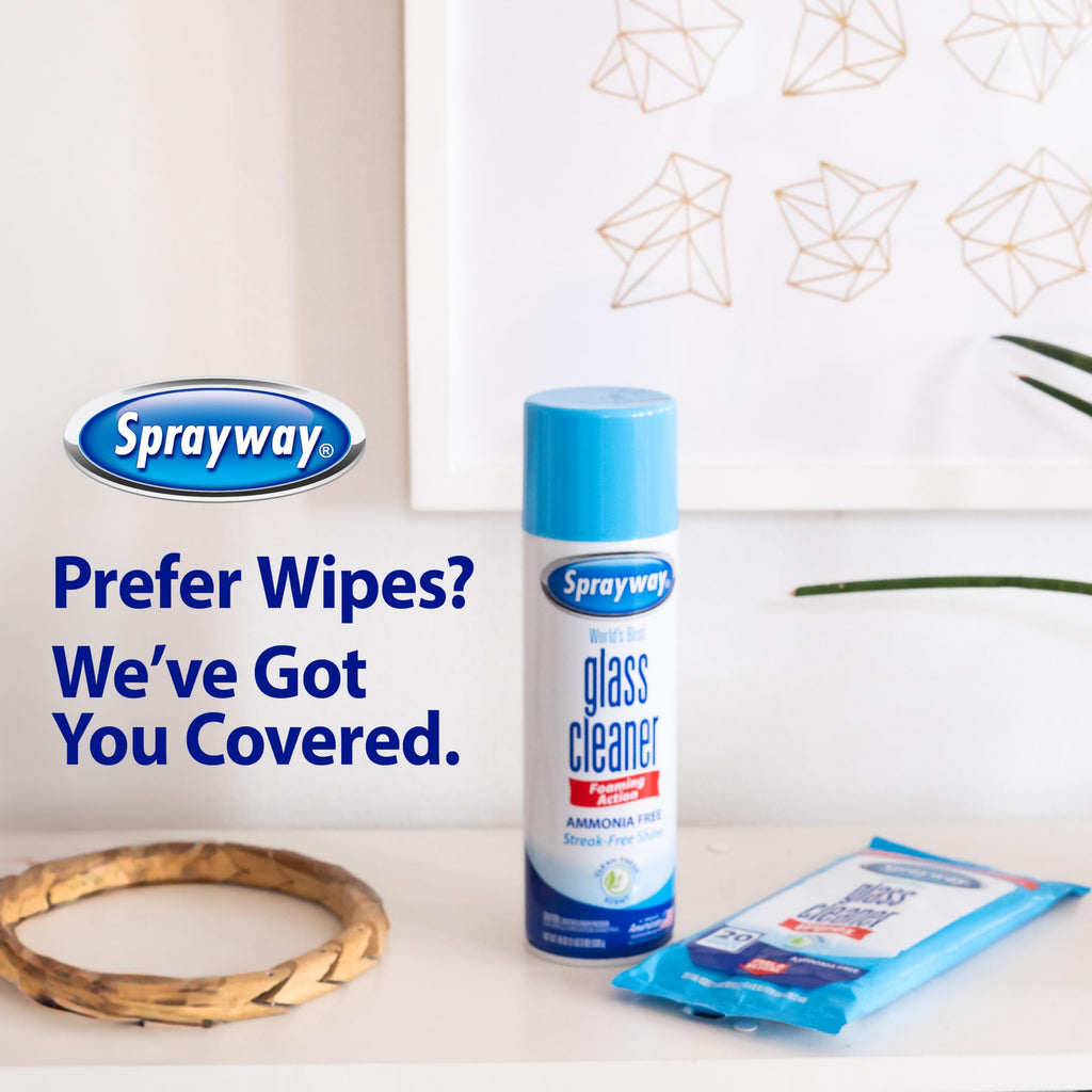 Sprayway Glass Cleaner Foaming Aerosol Spray, 19oz, Pack of 2 | Ammonia-Free, Streakless, Fast-Acting | Cleans & Polishes Glass Surfaces | Fresh Scent, Removes Fingerprints, Dust, Dirt, Smoke Film