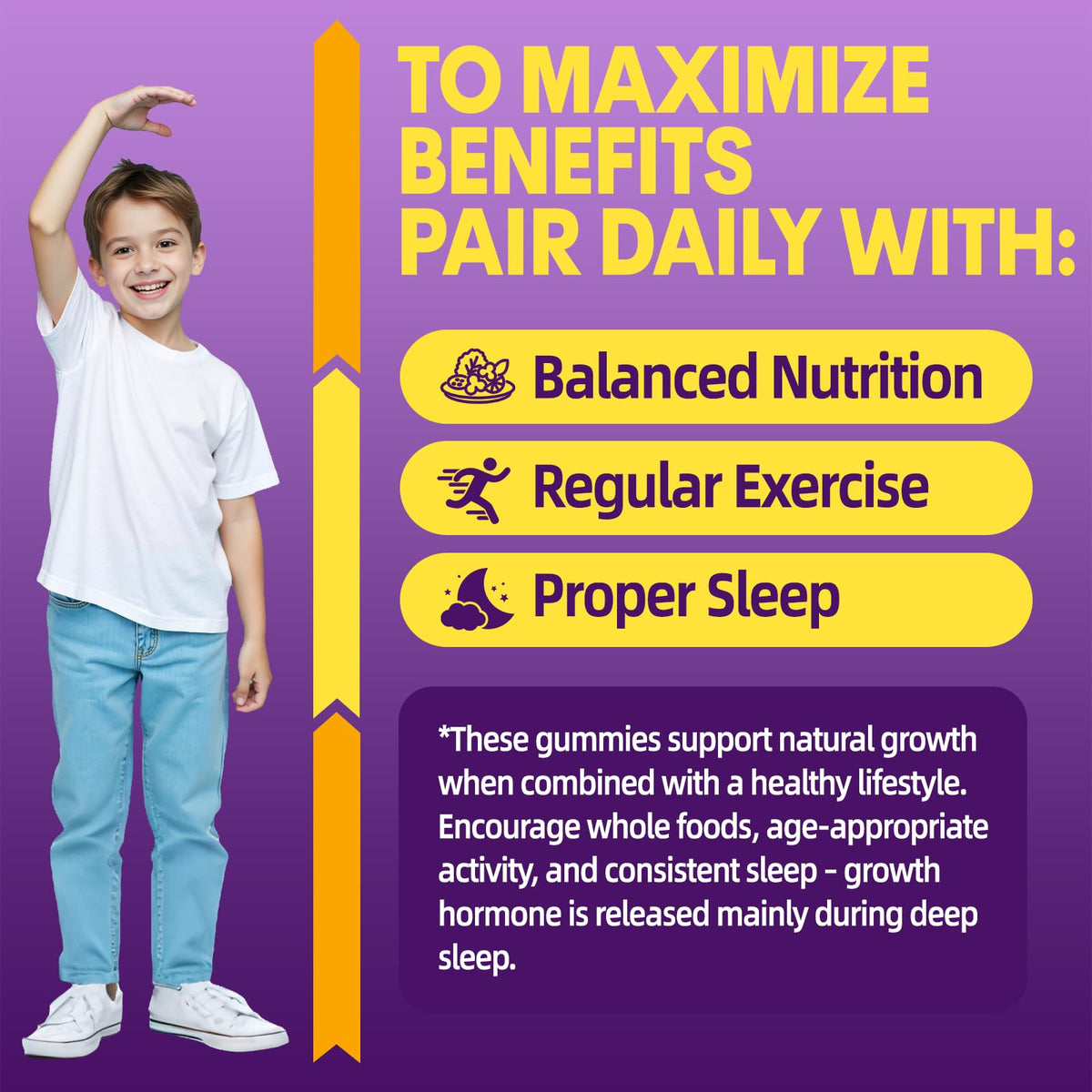 Height Growth Gummies for Kids & Teens - Natural Vitamin Growth Supplement