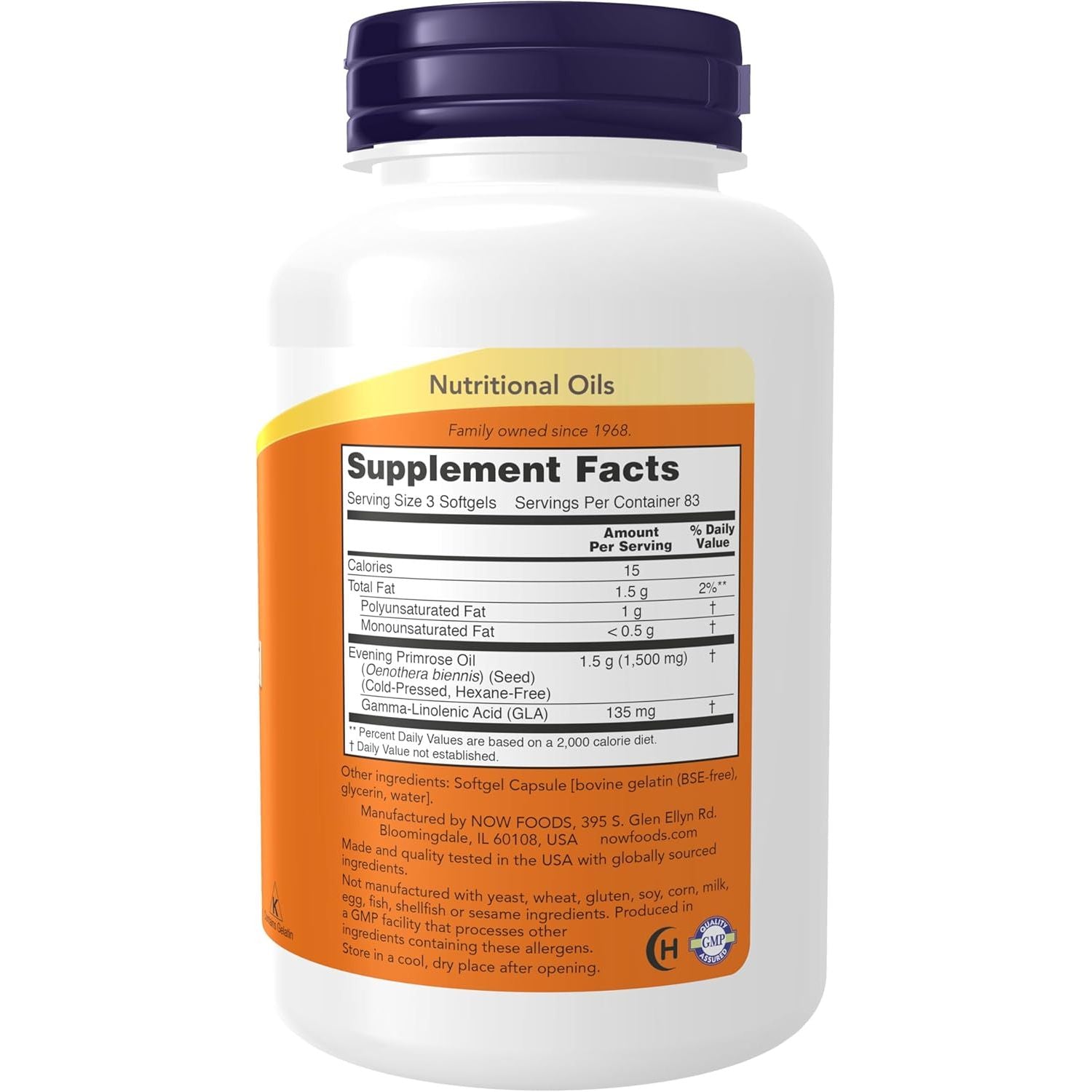 Buy now NOW Foods Supplements, Evening Primrose Oil 500 mg with Naturally Occurring GLA (Gamma-Linolenic Acid), 250 Softgels at indiglob india