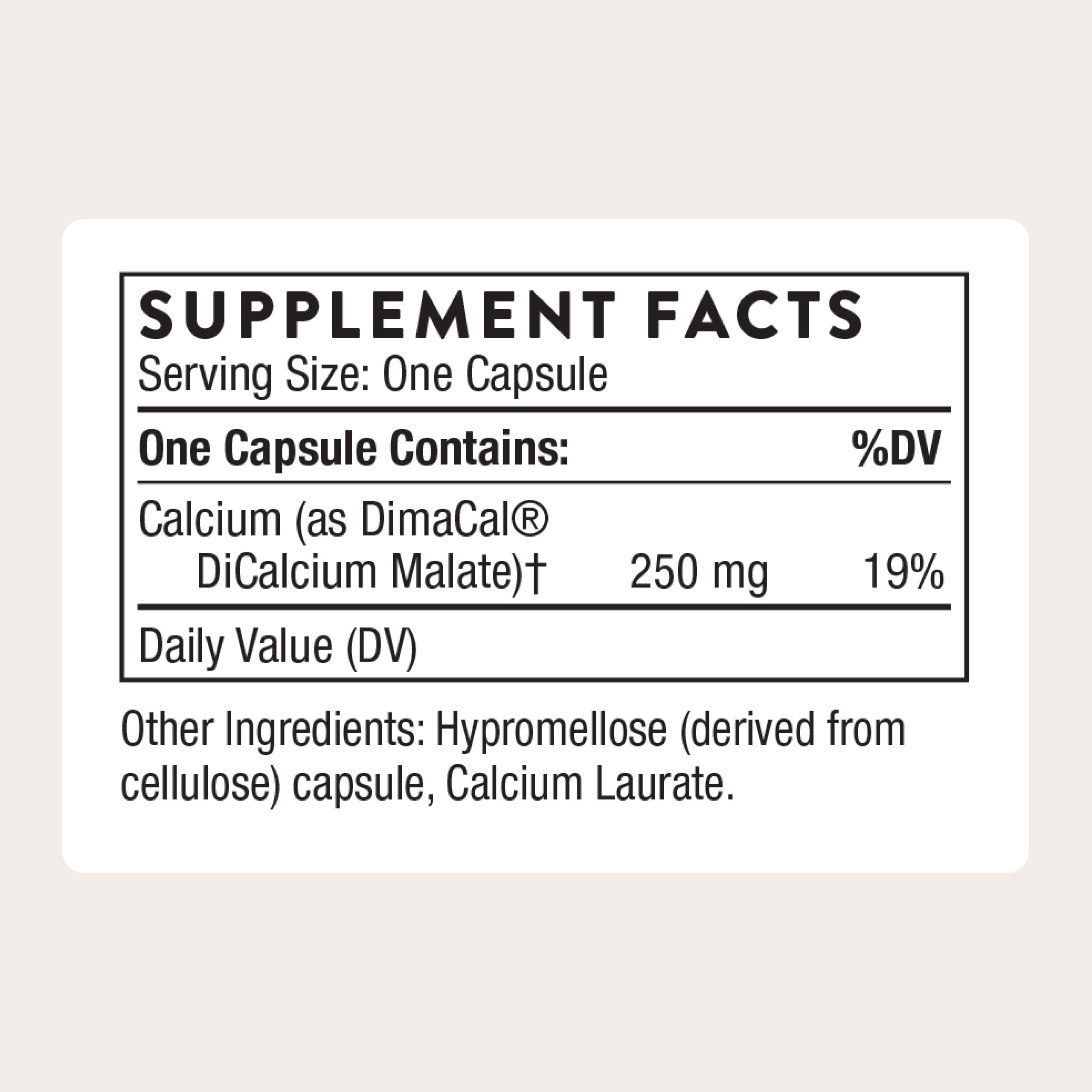 THORNE Calcium, Chelated DiCalcium Malate Supplement, 120 Capsules | Supports Strong Bones & Teeth, Healthy Nerve Signaling & Normal Muscle Contraction*, Gluten-Free, NSF Contents Certified