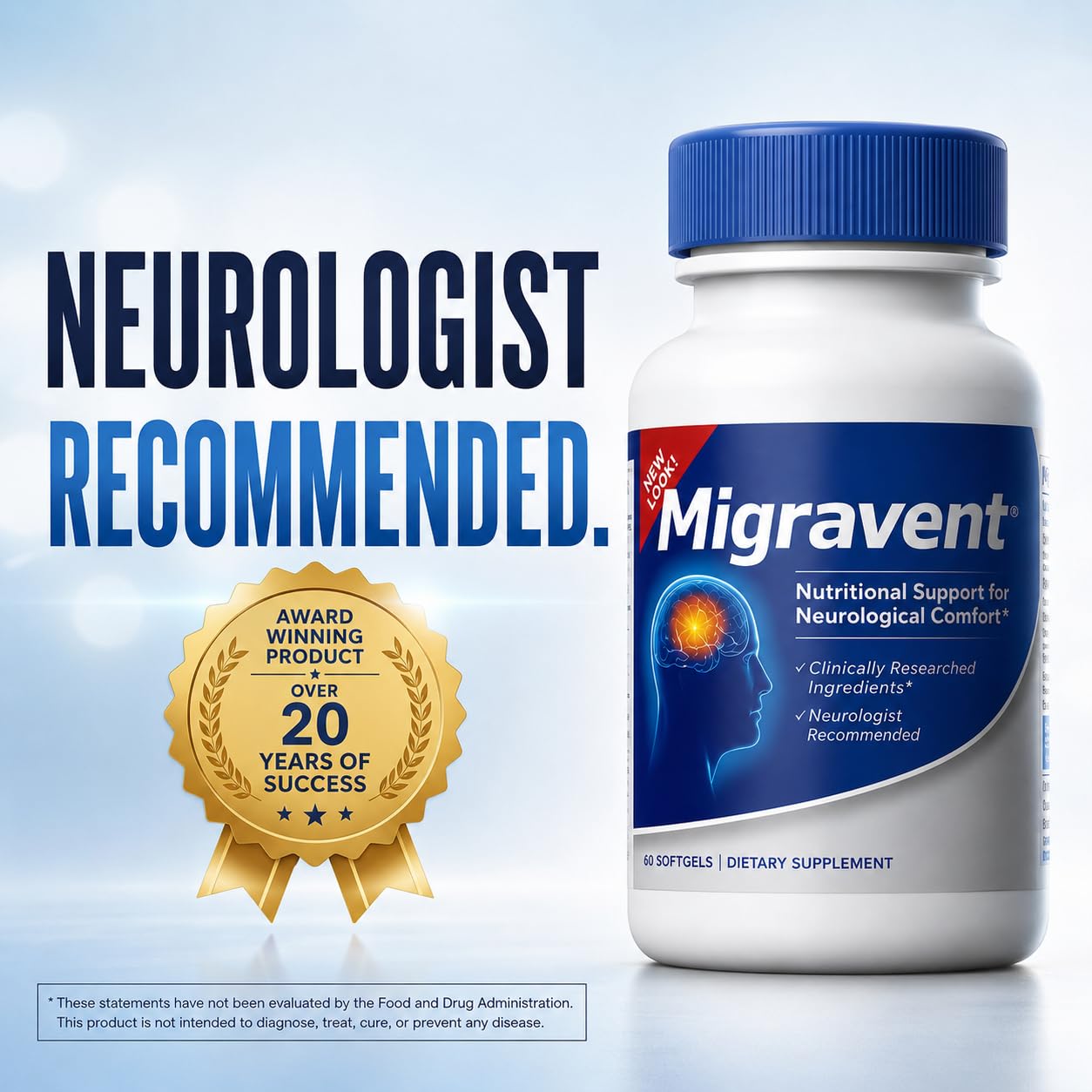 Migravent Brain & Circulatory Wellness Support - 60 Capsules | Advanced Nutritional Formula with Magnesium, CoQ10, Vitamin B2, PA-Free Butterbur & Bioperine for Brain Wellness Support.