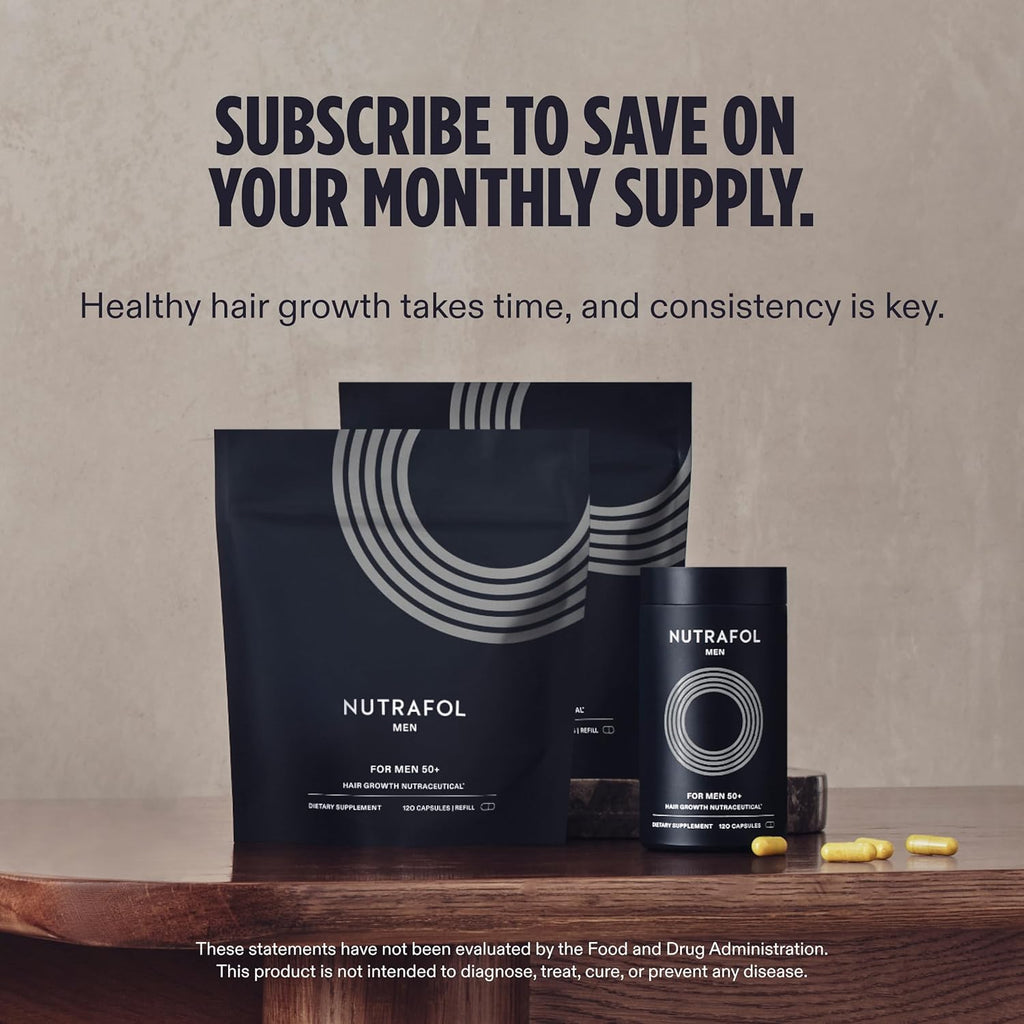 Nutrafol Men 50+ Hair Growth Supplements, Age 50+, 1-Month Bottle | #1 Dermatologist-Recommended Hair Growth Supplement Brand, Clinically Tested for Visibly Thicker Hair and Scalp Coverage