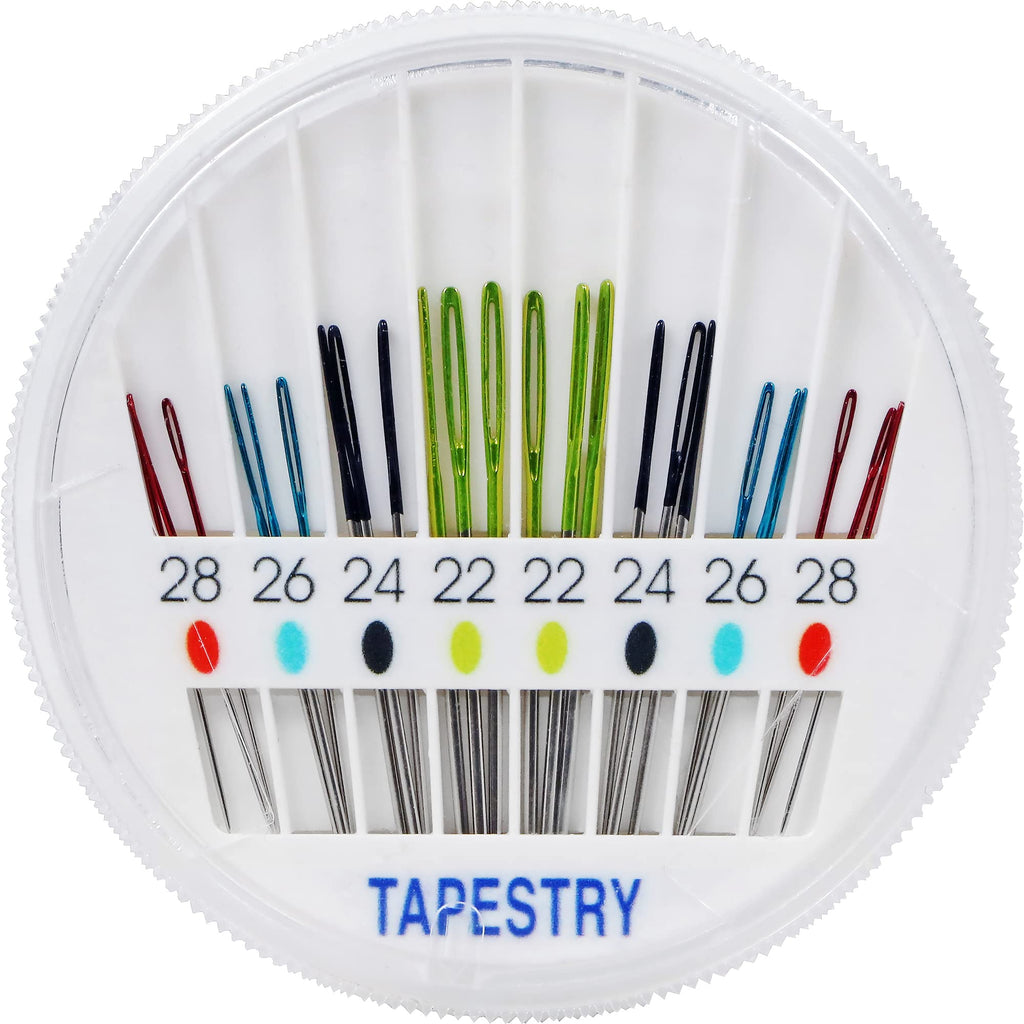 Buy now SINGER Tapestry Needles in Dial Compact, Assorted Sized Sewing Needles, Sizes 22, 24, 26, 28, Set of 24 at indiglob india