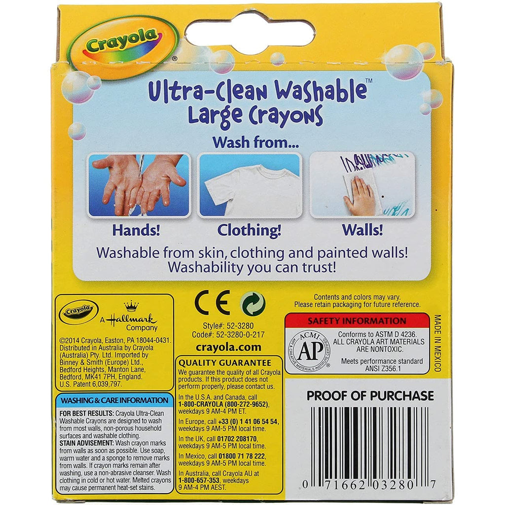 Crayola Washable Crayons, Large Size, 8 Colors, Pack of 1