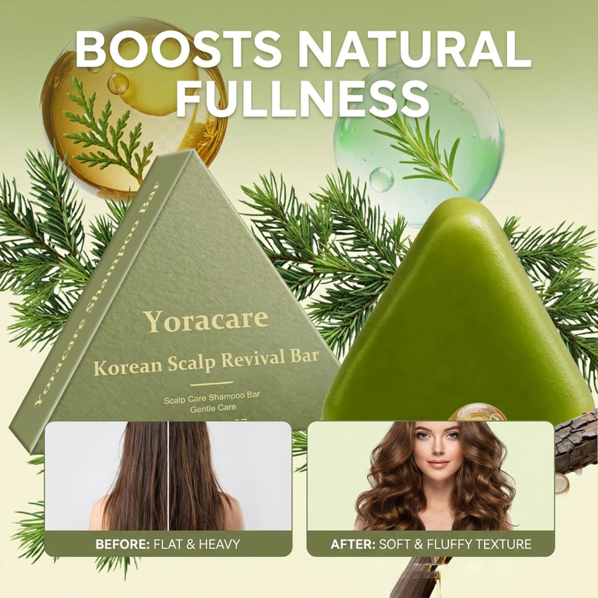 yoracare Korean Scalp Revival Bar, Rosemary Triangle Regrowth Shampoo Bar, Deep Hydrating Scalp,Strengthening & Thinning Hair, Gentle Hydrating Solid Shampoo