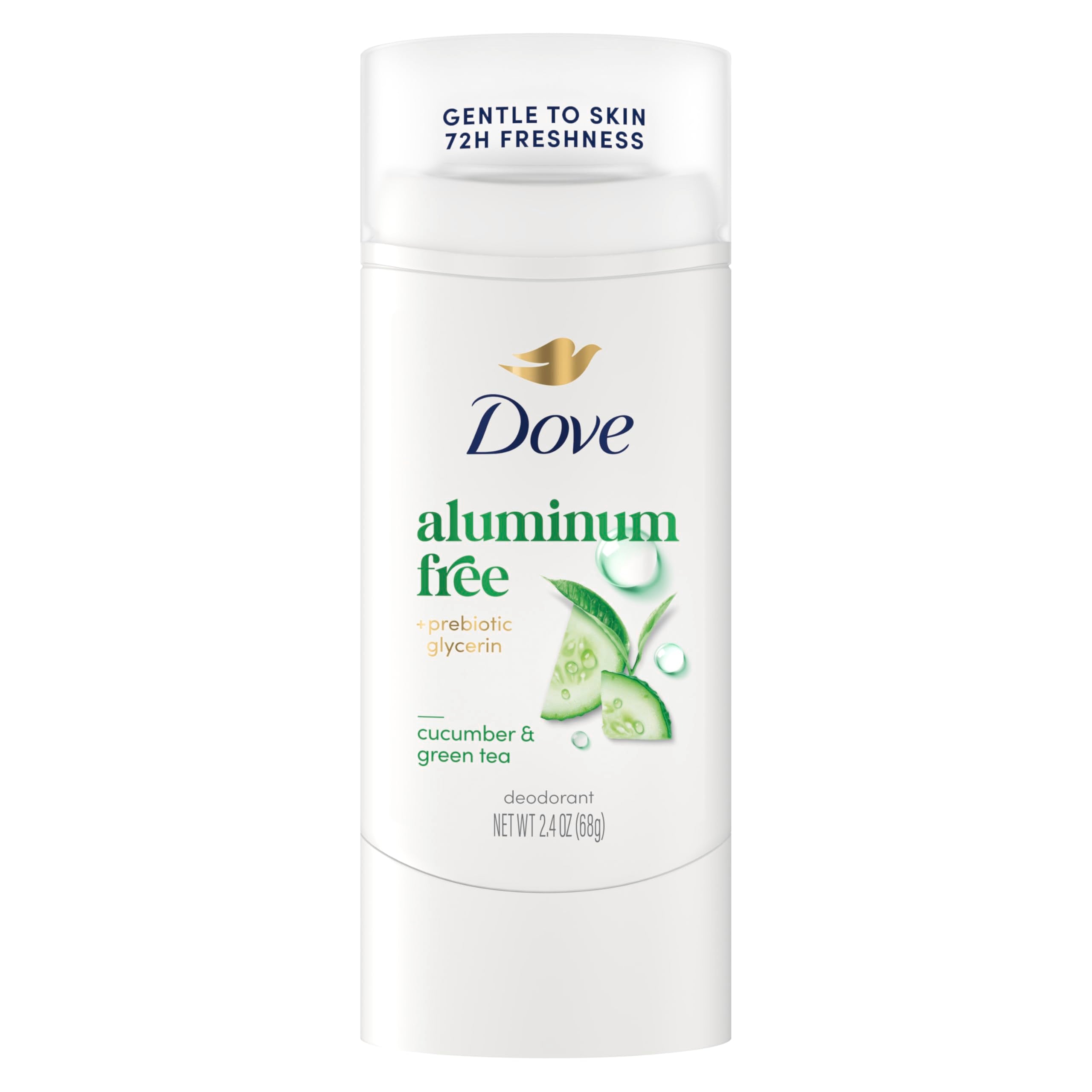 Dove Deodorant Stick Cucumber & Green Tea for 72 Hour Odor Protection Aluminum Free 2.4 oz (Pack of 2)