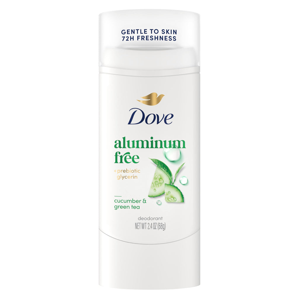 Dove Deodorant Stick Cucumber & Green Tea for 72 Hour Odor Protection Aluminum Free 2.4 oz (Pack of 2)