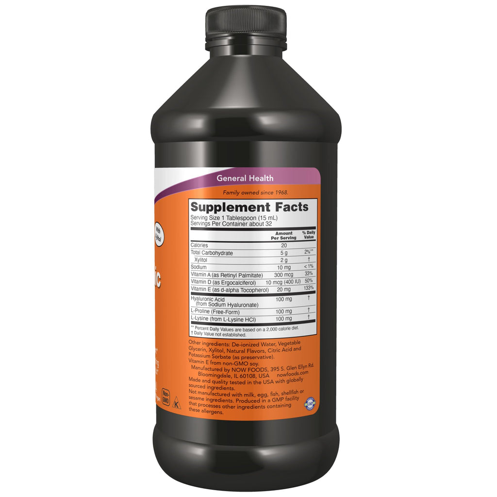 Buy now NOW Foods Supplements, Liquid Hyaluronic Acid, Delicious Berry Flavor, 100 mg Per Serving, 16-Ounce at indiglob india