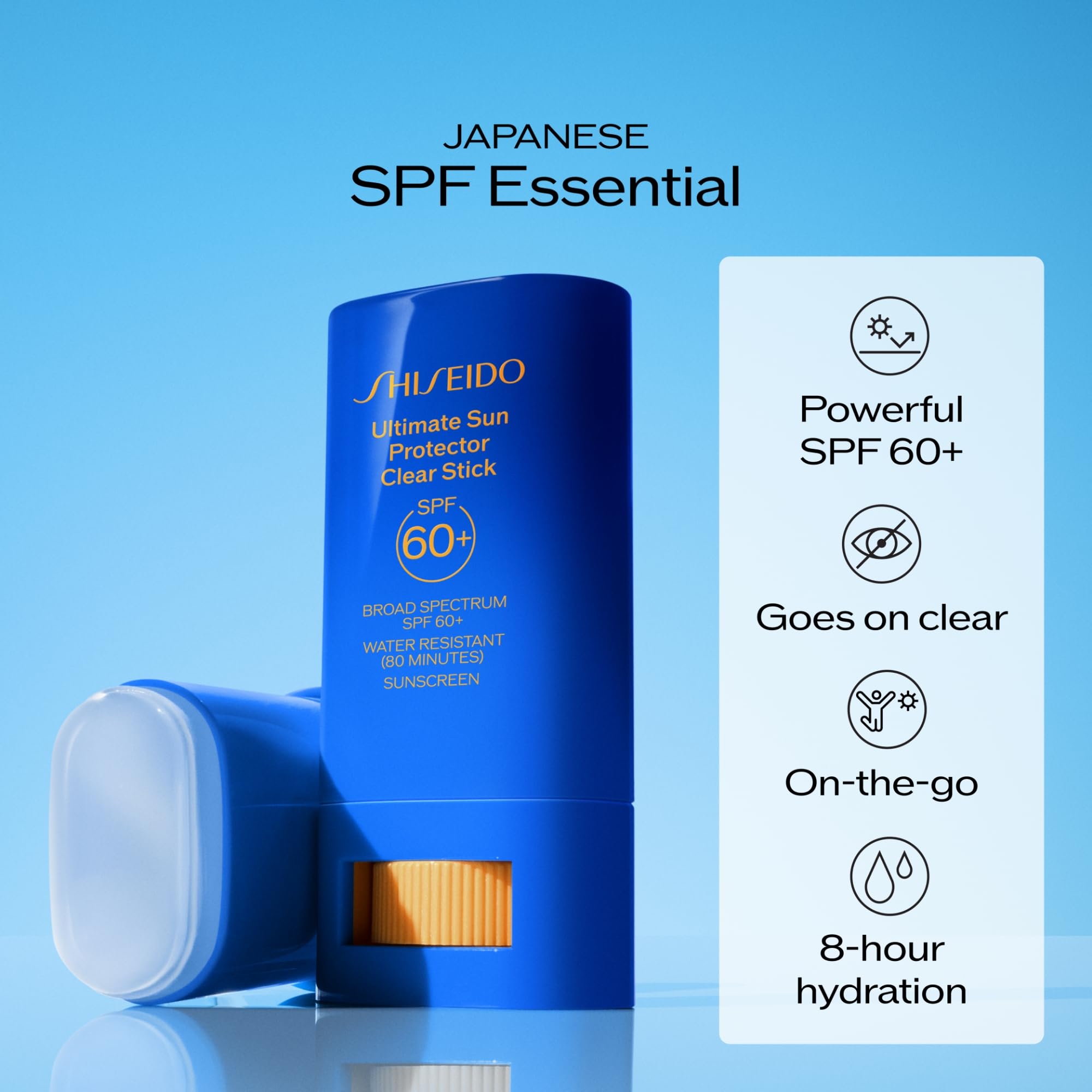 Shiseido Clear Sunscreen Stick - Invisible Broad-Spectrum Face Sunscreen - Wear Under & Over Makeup - Lightweight Formula - All Skin Types