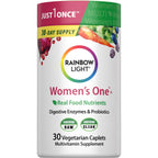 Rainbow Light Womens Multivitamin One + | 150 Caplets | Supports Cellular Energy & Antioxidant Health | Real Food Nutrients, Digestive Enzymes & Probiotics | with Vitamins C, D, and Zinc