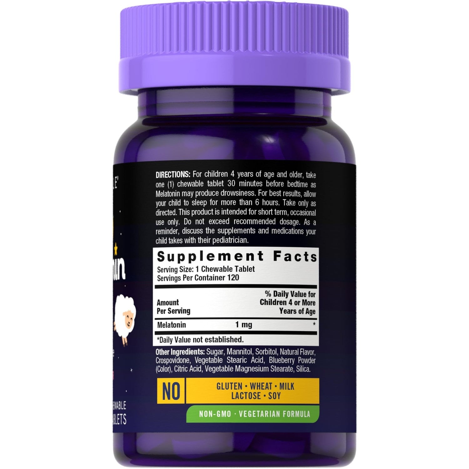 Carlyle Kids Melatonin 1mg | 120 Chewable Tablets | Fruit Flavor | Vegetarian Supplement | Non-GMO, Gluten Free Formula