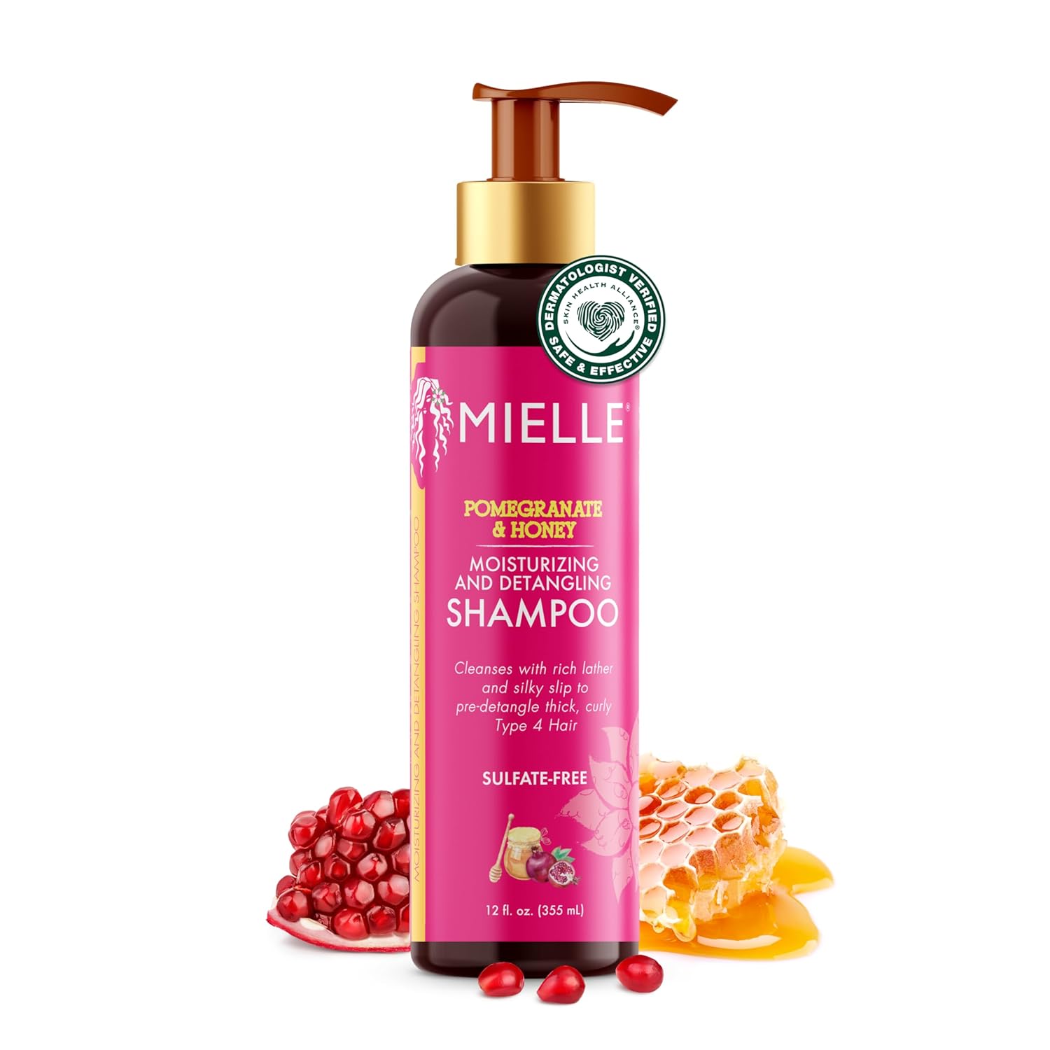 Buy now Mielle Organics Pomegranate & Honey Detangling & Moisturizing Shampoo - Curly Hair Shampoo for Women - Enriched with Honey & Babassu Oil to Lift Dirt, Loosen Tangles & Retain Moisture (12 Fl Oz) at indiglob india