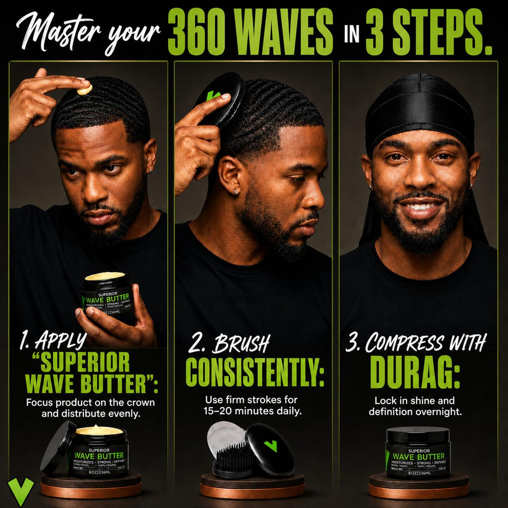Veeta Superior Natural Wave Grease, Wave Butter and Wave Pomade for Men's 360 Waves, Non Greasy Shea and Tangerine Wave Cream Hair Moisturizer for Black Men, Defining Wave Formula for Wolfing, 4 oz