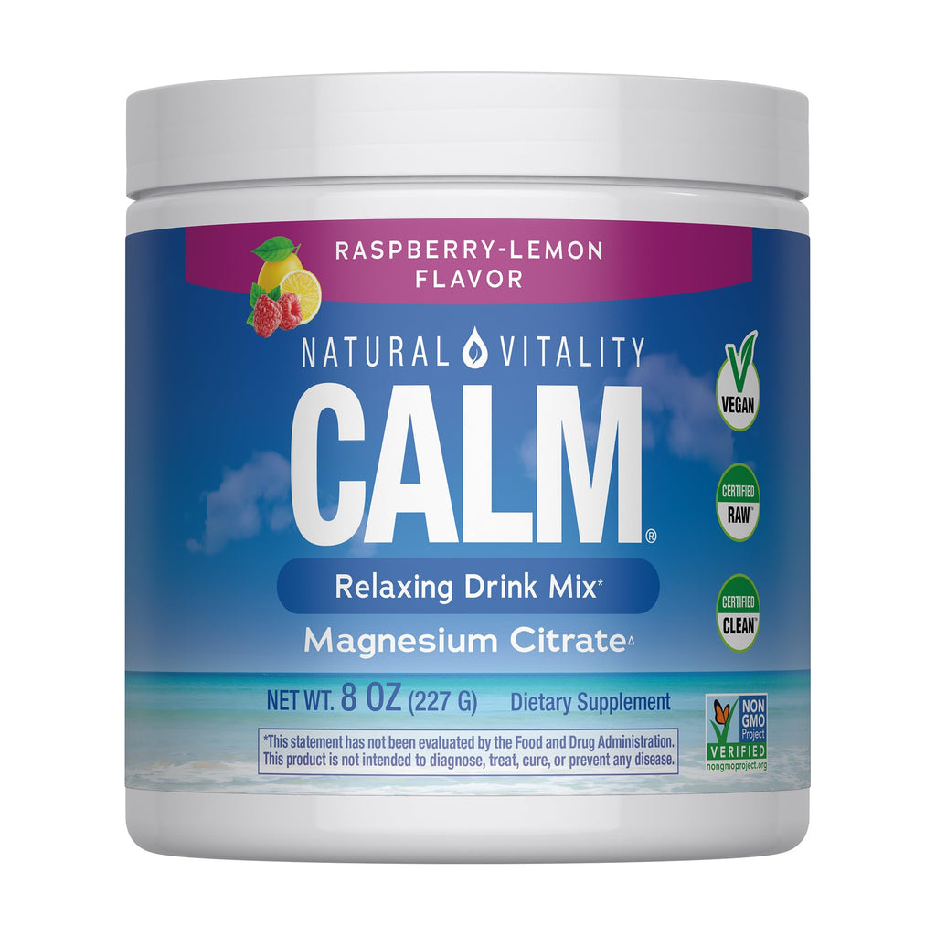 Natural Vitality Calm Magnesium Powder | Raspberry Lemon Flavored Supplement | Non-GMO, Vegan & Gluten Free Formula | 8oz
