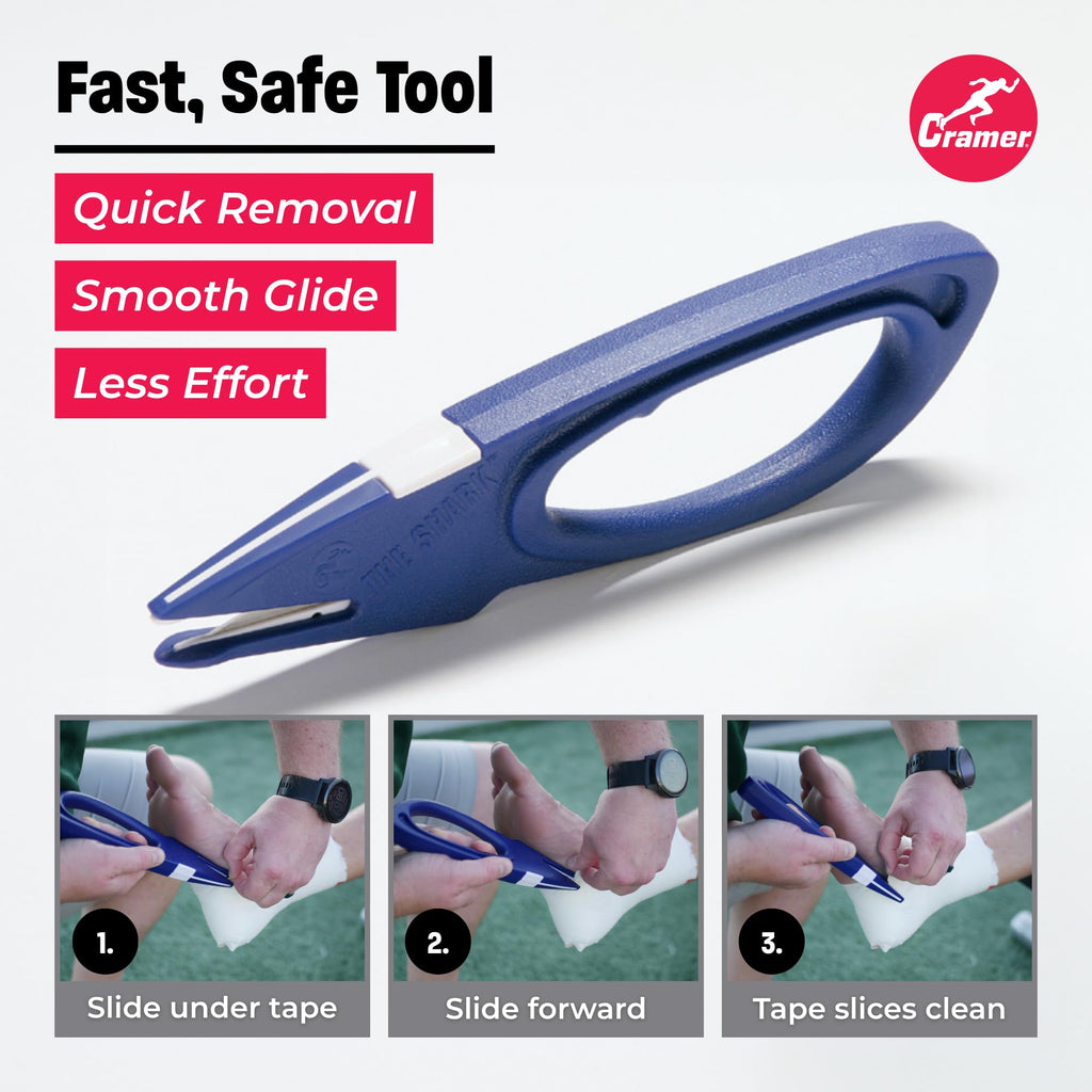 Cramer Training Supplies, Shark Tape Cutter & Remover Liquid for Adhesive Removal, Safe Edge Scissors, Bandage Shears & Solution to Safely Remove Standard Cutter - Material