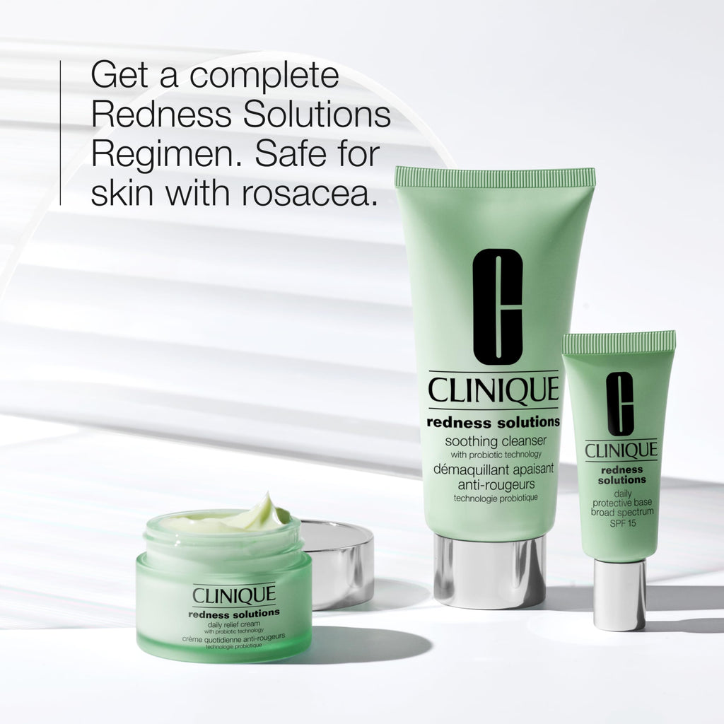 Buy now Clinique Redness Solutions Redness Regimen Skincare Set | Soothing Cleanser, 2.5 Fl Oz | Daily Relief Cream, 1 Fl Oz | Daily Protective Base Broad Spectrum SPF 15, 0.5 Fl Oz at indiglob india