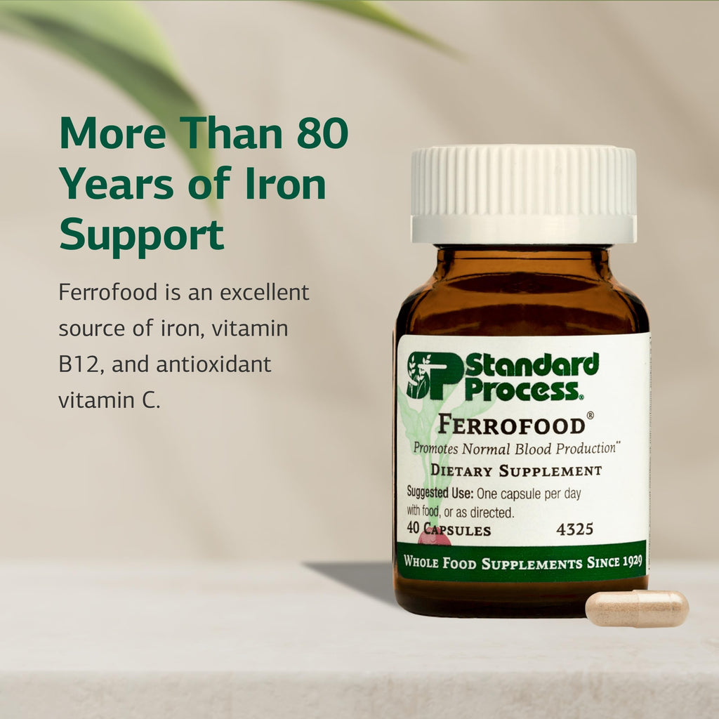 Standard Process Ferrofood, Blood Health & Iron Support, 40 Capsules